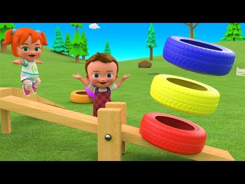Color Tires Bounce Seesaw Toy 3D - Little Baby Girl Fun Play Learning Colors for Children Kids