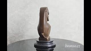 Art Deco bronzový zajíc Bizette – Signovaná socha na mramorovém podstavci, sběratelská dekorace