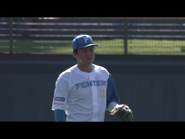 【ファーム】完璧なカバー!! ファイターズ・濱田泰希 サードが弾いた打球を遠投でアウトに!! 2025年8月3日 北海道日本ハムファイターズ 対 埼玉西武ライオンズ