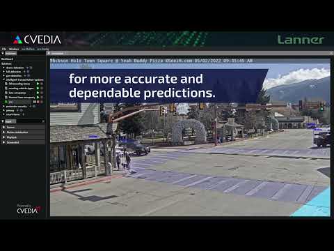 License Plate Recognition (LPR) demo showing Lanner's LEC-7242H and Cvedia's ITS application. logo