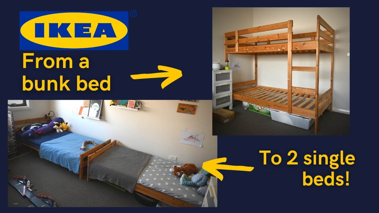 Watch video Upcycling Hack: Ikea Mydal Bunk Bed to 2 Single Beds - Easy DIY Tutorial Now Upcycling Hack: Ikea Mydal Bunk Bed to 2 Single Beds - Easy DIY Tutorial