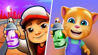 Download lagu Subway Surfers VS Talking Tom Gold Run, Subway Surfers Cartoon Game, Gameplay Adventure Subway Bound mp3