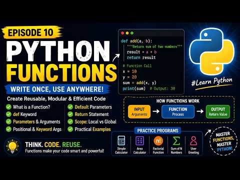 Python Functions Explained For Beginners Def Parameters Return Episode 10