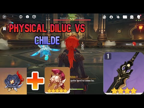 Lvl90 C2 Physical Diluc Vs Childe Solo
