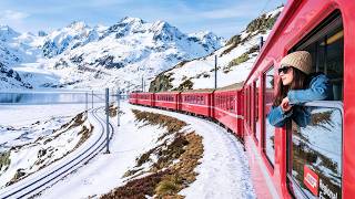 4 Hours Across Alps by World's Most Scenic Train | Bernina Express🇨🇭🇮🇹