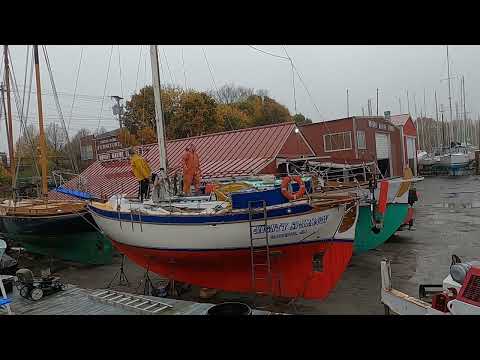 Stepping the Mast on my Westsail32 Mighty Sparrow