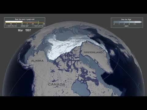 Weekly Arctic Sea Ice Age with Graph of Ice Age By Area: 1984 - 2019
