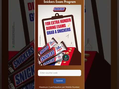 FREE Snickers - 100% Cashback on Snickers Snickers Exam Program Cashback Offer -Snickers Woohoo