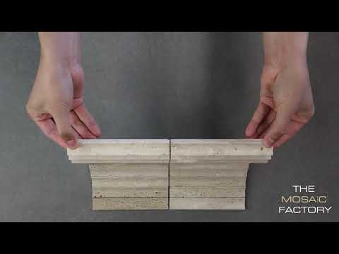 The Mosaic Factory Kitkat original mozaïektegel 2,2x14,8cm - travertine
