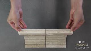 The Mosaic Factory Kitkat original mozaïektegel 2,2x14,8cm - travertine