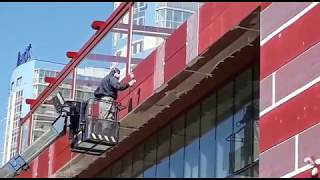 Видео покраски фасада бизнес центра. Краснодар.