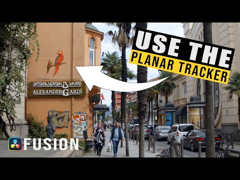 Add an image to a wall using the planar tracker. Davinci Resolve Fusion tutorial