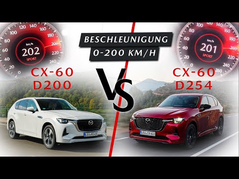 Mazda CX-60 Diesel 3.3l 254 PS vs. 200 PS 6-Zylinder | 0-200 km/h Beschleunigung