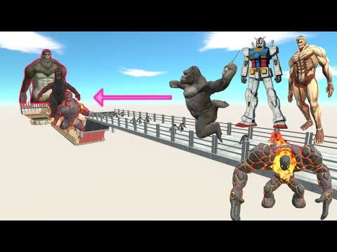Beast Titan and Godzilla Heisei Challenging King Kong Gundam and Armored Titan - ARBS