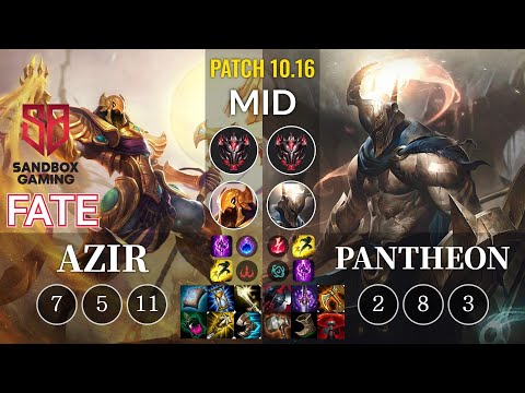 SB FATE Azir vs Pantheon Mid - KR Patch 10.16