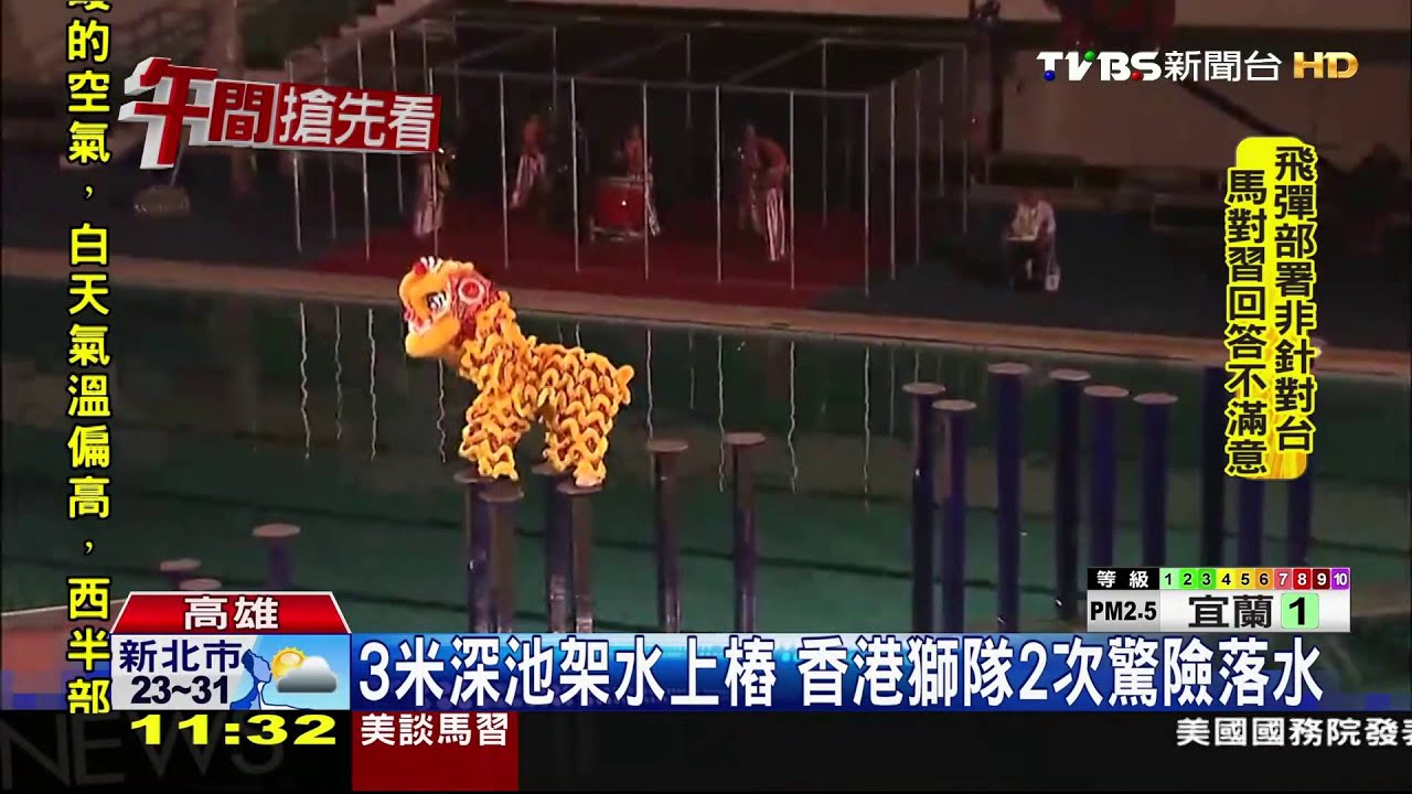 獅王爭霸跳水上樁 香港選手驚險落水
