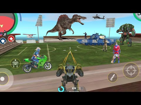 Rope Hero: Vice Town (Spinosaurus on Football Stadium) BD 100 Fight Dinosaur - Android Gameplay HD