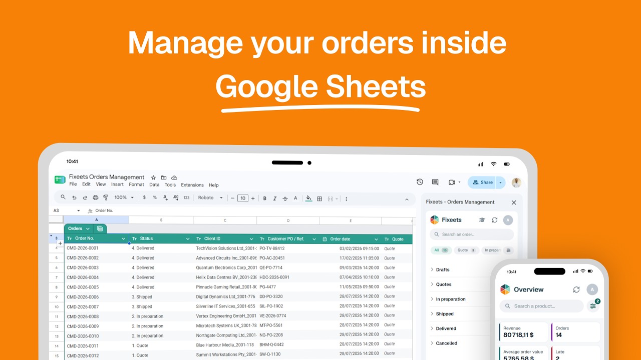 Order Management in Google Sheets - Complete Setup with Fixeets