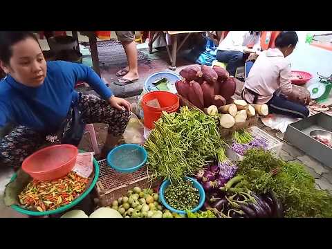 Life In Cambodian Market - Daily Fresh Food In Phnom Penh - Asian Market Food View