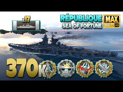 Battleship République: BOSS play on map Sea of Fortune - World of Warships