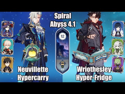 C0 Neuvillette Hypercarry And C0 Wriothesley Hyperfridge SPIRAL ABYSS 4.1 - Genshin impact