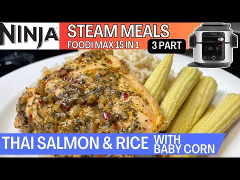NINJA FOODI 15 in 1 *STEAM MEALS* THAI RICE WITH SALMON & BABY CORN (3 TIER MEAL)
