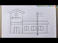How to draw a L Pattarn School 😍 School Scenery Drawing 😍 Pencil