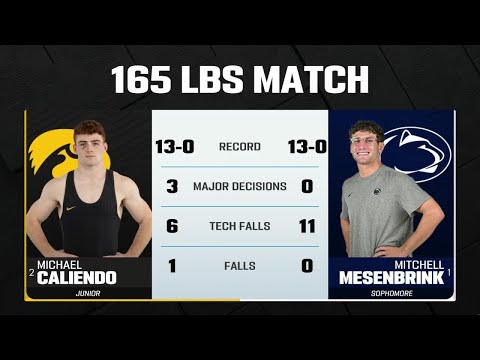 165 LBs: Penn State's Mitchell Mesenbrink vs. Iowa's Michael Caliendo | Big Ten Wrestling |1/31/2025