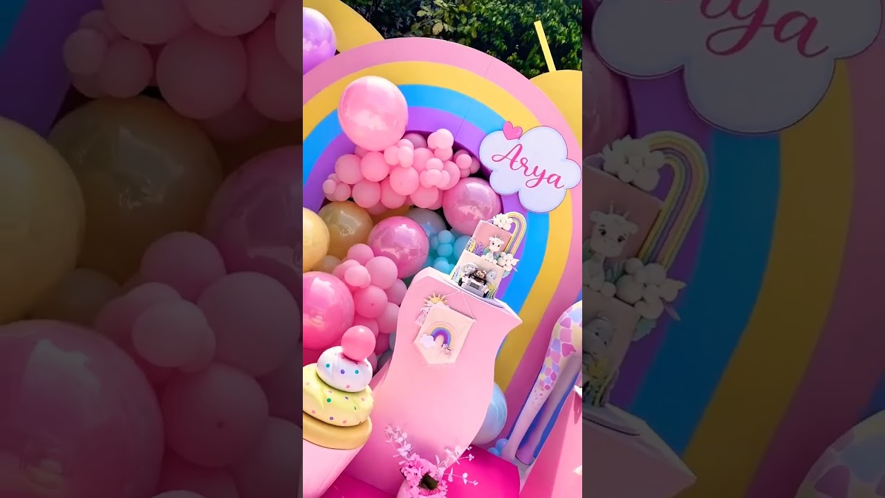 rainbow theme birthday party 🎉🎉😍#shorts👈