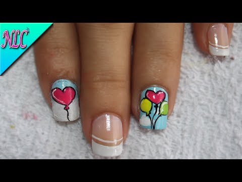 DECORACIÓN de UÑAS GLOBOS DE CORAZONES Y FRANCÉS – FRENCH NAIL ART – NLC