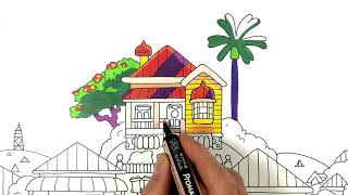 Bluey's House Drawing and Coloring | How to color Bluey's House