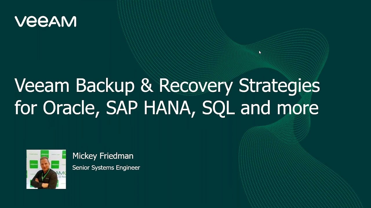 Veeam Backup & Recovery Strategies for Oracle, SAP HANA, SQL and more (In Hebrew) video