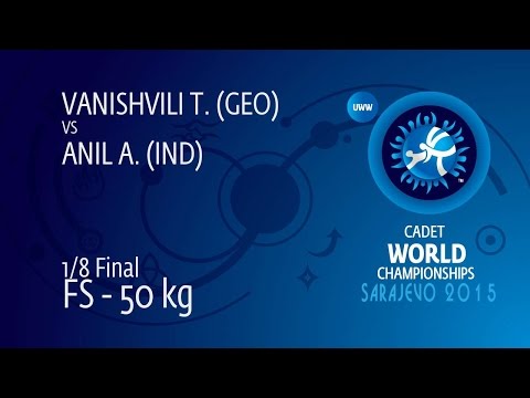 1/8 FS - 50 kg: A. ANIL (IND) df. T. VANISHVILI (GEO) by DQ, 8-6