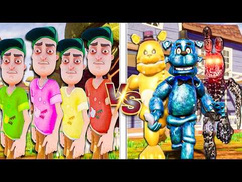 4 Idiots Vs Every Animatronic In Hello Neighbor