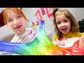 MAKiNG RAiNBOW SLiME with Adley Navey and Niko at Sloomoo in NYC!!  Family Vacation in the Big City