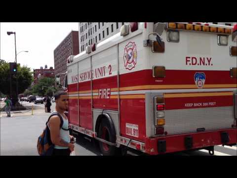 RARELY SEEN FDNY MASKS SERVICES UNIT 2 ON 125TH STREET IN THE HARLEM AREA OF NEW YORK CITY.