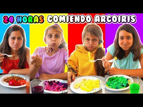 24 HORAS COMIENDO ARCOÍRIS - Mimi Land reto comida rosa, azul, verde por un día!