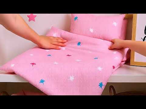 Baby Doll Bassinet Set With Rainbow Design - Complete Doll Bed With Mattress, Skirt & Hood