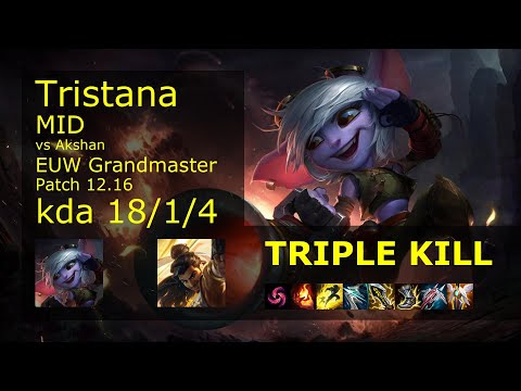 Tristana vs Akshan Mid - EUW 18/1/4 Patch 12.16 Gameplay