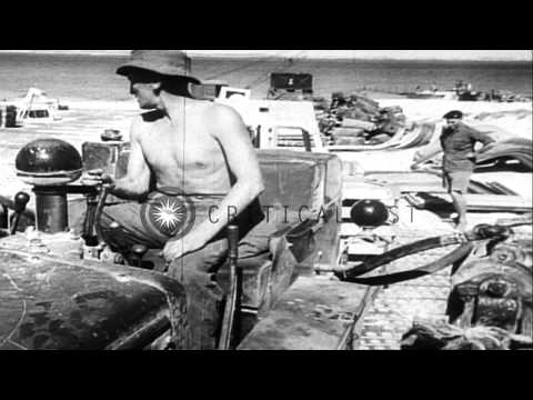Britain tests an atomic bomb and technicians prepare at the test site near the Mo...HD Stock Footage