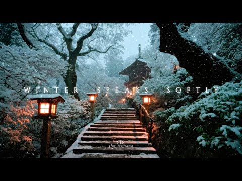 Winter Speaks Softly | Japanese Temple Ambience, Snowfall & Zen Meditation Soundscape