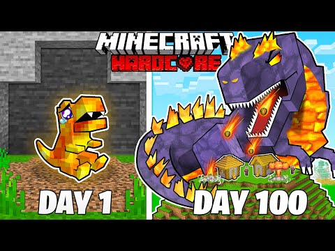 I Survived 100 Days as a LAVA DINOSAUR in HARDCORE Minecraft