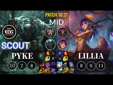 EDG Scout Pyke vs Lillia Mid - KR Patch 10.21