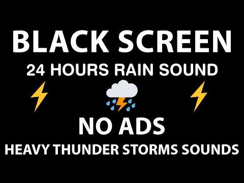 🔴 Heavy Rain and Thunder Sounds for Sleeping - Black Screen | Perfect Thunderstorm for Rest, Live