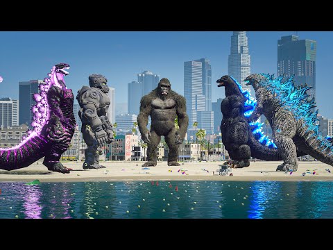 Godzilla, Kong Vs Shin Godzilla, Heisei Godzilla, Mecha Kong Death Battle ( GTA V Mods )