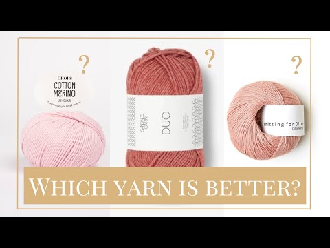 Drops Cotton Merino vs. Sandnes Garn Duo vs. Knitting for Olive Cotton Merino Yarn Comparison