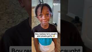 Boy realizes he's caught and pleads guilty 😂
