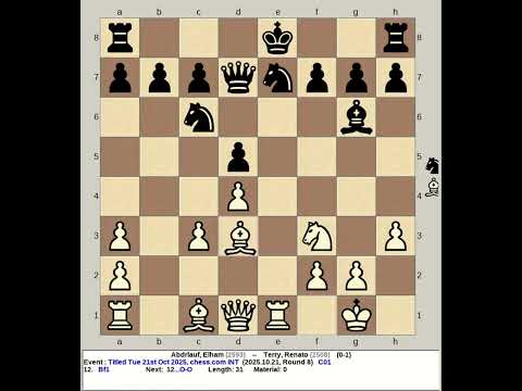 Abdrlauf, Elham vs Terry, Renato | Titled Tuesday October 2025, chess com INT