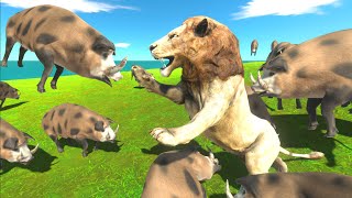 Group attack of wild boars on animals - Animal Revolt Battle Simulator