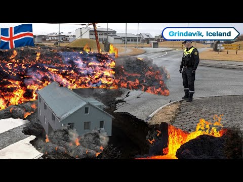 Houses destroyed by fire after lava flow entering Grindavik now | Update Volcano in Iceland erupting